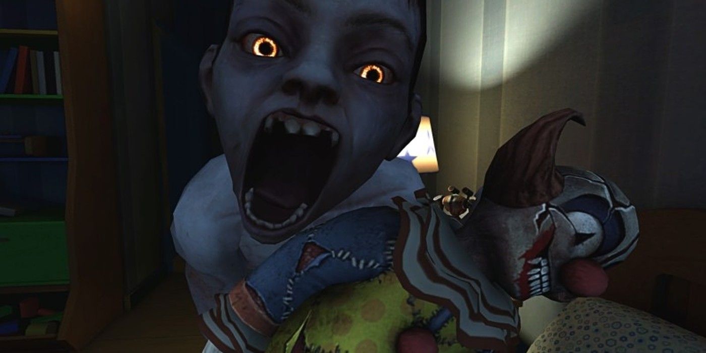 面对你的恐惧游戏孩子尖叫着小丑娃娃