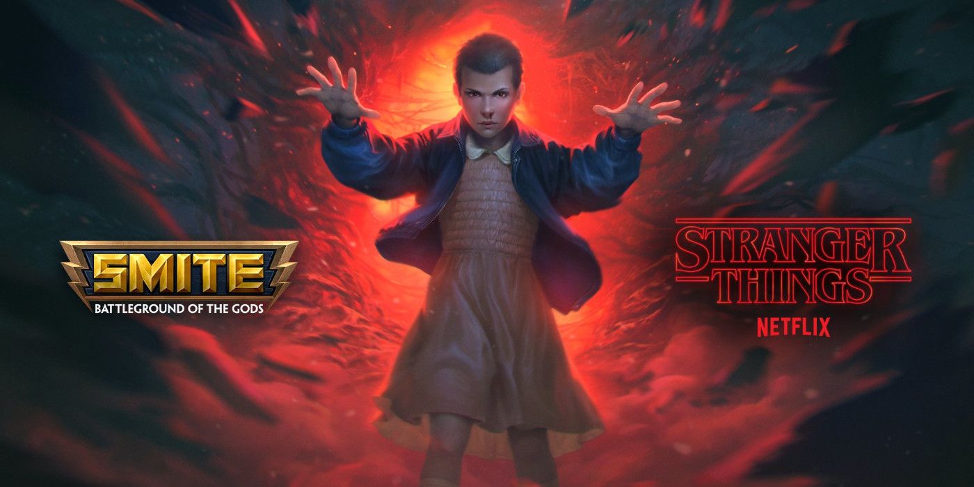 Eleven 与《smite》和《怪奇物语》的标志合影